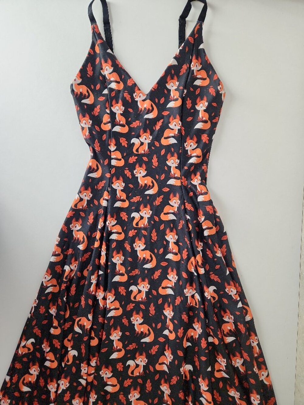 BlackMilk For Fox Sake Mini Strappy Dress XS NWT orange foxes leaves print